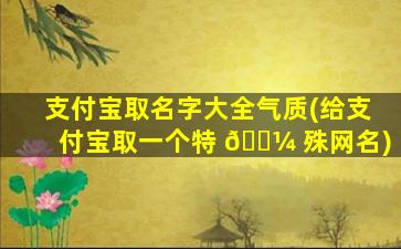 支付宝取名字大全气质(给支付宝取一个特 🐼 殊网名)
